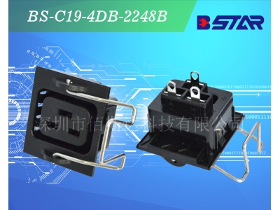 IEC C19卡式帶掛勾防脫插座 16安C19機(jī)柜PDU插座模塊 NEMA防脫落插座